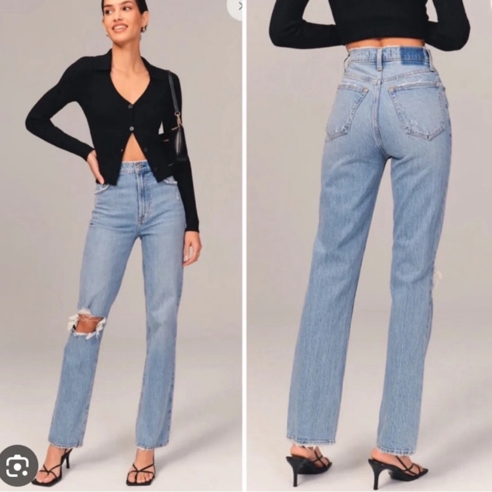 Abercrombie & Fitch Curve Love Ultra High Rise 90s Straight Jean Size 32…